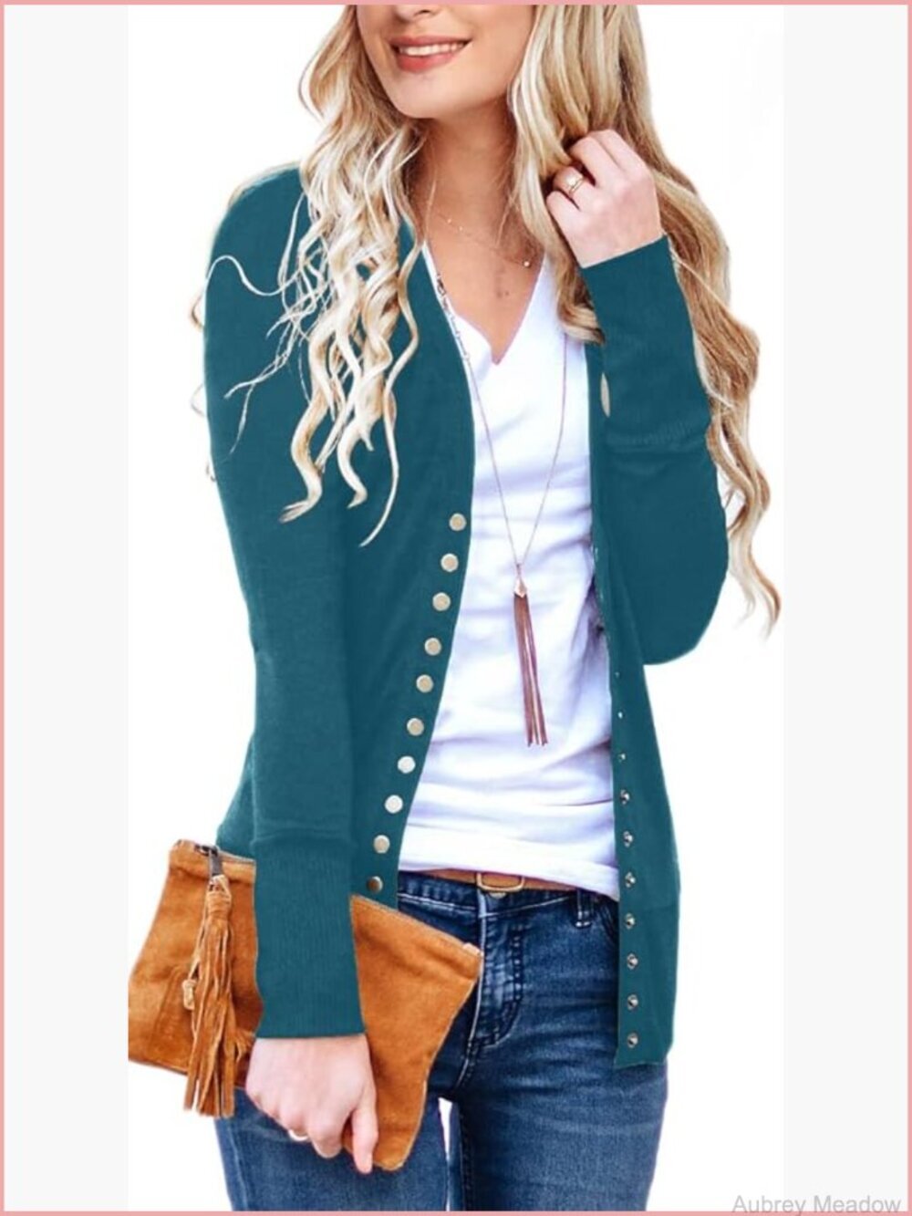 Long Sleeve Lightweight Cardigan Open Front Button Down Soft Knit